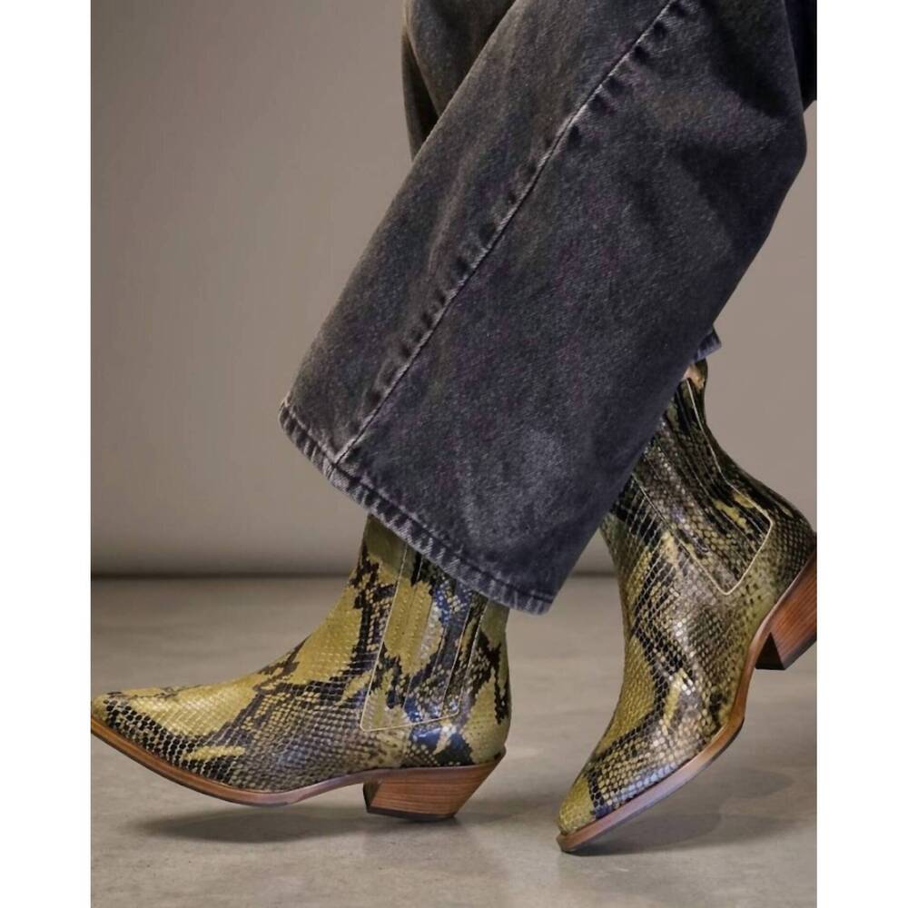 NEW ROBERTO FESTA women's aurea ankle boot in mility snakeskin /green